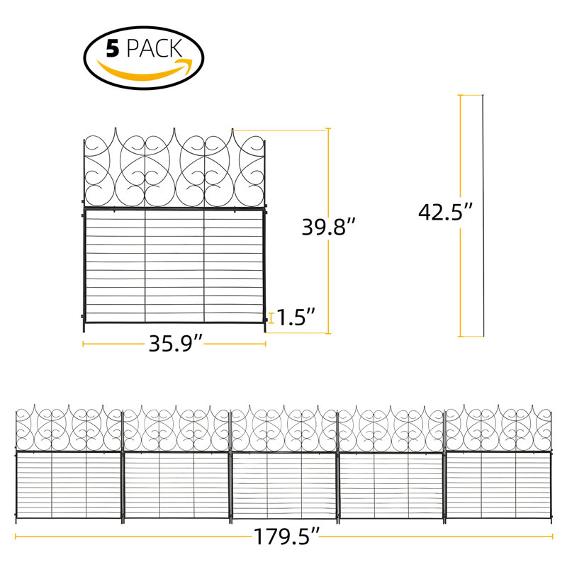 Panneau de clôture en métal H 3 pi x l 3 pi