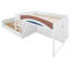 Full Size Offset Bunk Bed with Wardrobe, Drawers & Upholstered Guardrail – Kids & Teens Storage Bunk, White-1801113208
