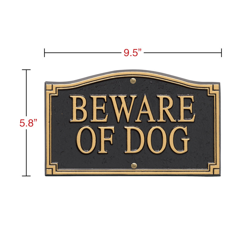 Beware of Dog Garden Sign, Black/Gold