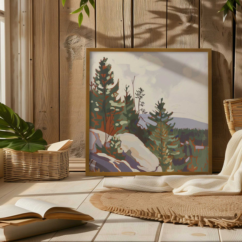 «Mountain Rocks And Pines I», Chrome poli, H 21,75 po x l 21,75 po