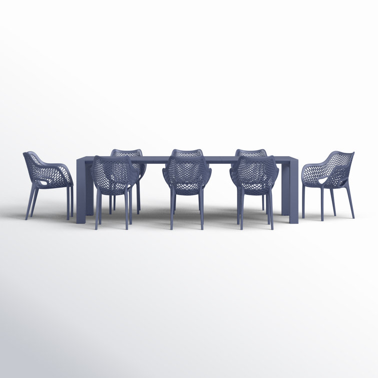 Farrah 39.37'' Rectangular 8 - Person Outdoor Dining Set