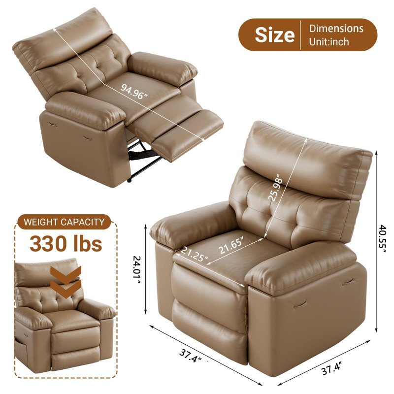 Fauteuil inclinable, inclinable et réglable, Tanné