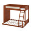 Lit superposé simple au-dessus d'un lit double avec tablette de rangement latérale et lit superposé en bois léger avec échelle intégrée et garde-corps-128987009