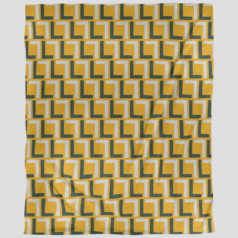 Polyester Geometric Shapes Duvet Cover, Twin Duvet Cover, Brushed Polyester, Dark Green/White/Gold