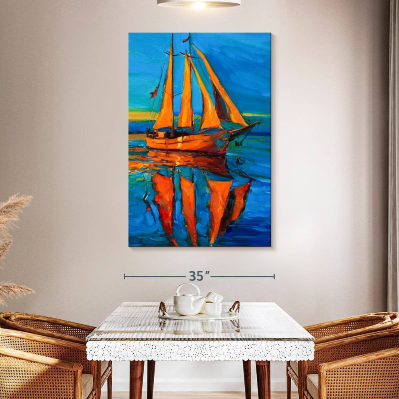 Voilier Mehar Sunlit en mer, H 51 po x l 34 po