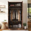 Armoire-penderie 2 portes en bois avec 3 tablettes de rangement, brun