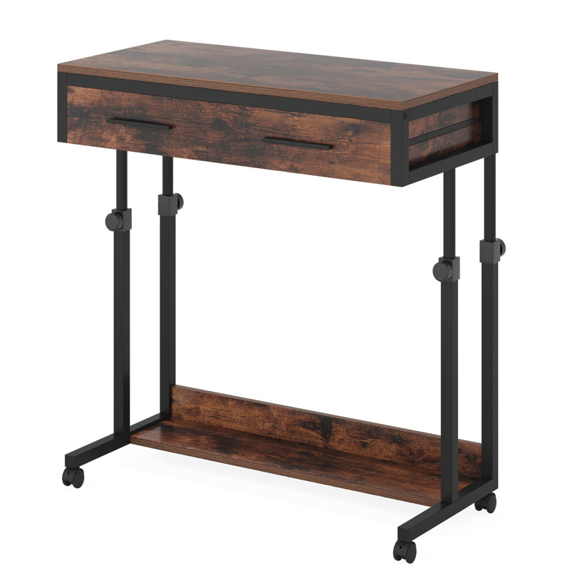 Bureau portable pour ordinateur portable avec tiroir et roulettes
