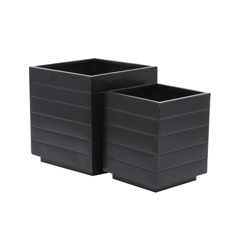 Ensemble de boîtes à fleurs 2 pièces, H 14,1 po x l 13,4 po x P 13,4 po, Noir