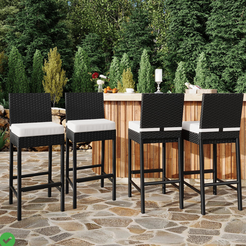 Ensemble de tabourets de bar d'extérieur en osier pour patio