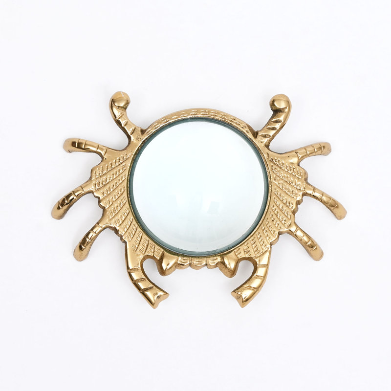 Crab Chart Magnifying Glass Gold Finish Aluminum Desk Décor