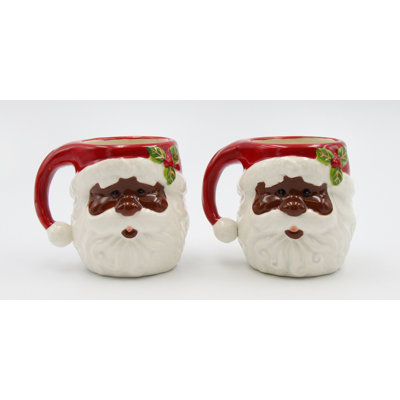 African American Santa Coffee Mug 3 7/8"H