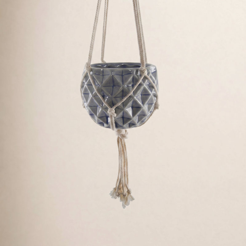 Pot à fleurs suspendu en céramique Odyssey, Bleu