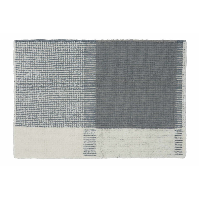 Pink Nose Sheep Wool Area Rug in Smoky Blue/Silver Gray/Sheep White