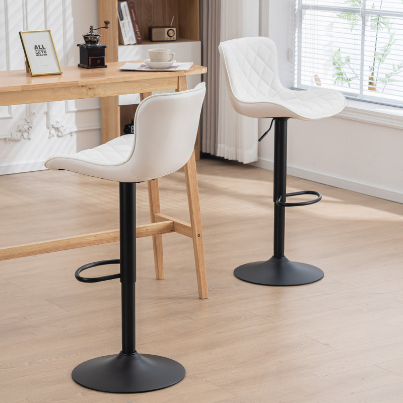 Tabourets de bar pivotants à hauteur réglable, tabourets de bar modernes en cuir, tabouret de comptoir rembourré, Blanc