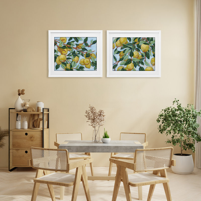 «Sunshine Lemon Tree», ensemble de 2 impressions encadrées sous verre, design par June Erica Vess, H 17 po x l 21 po