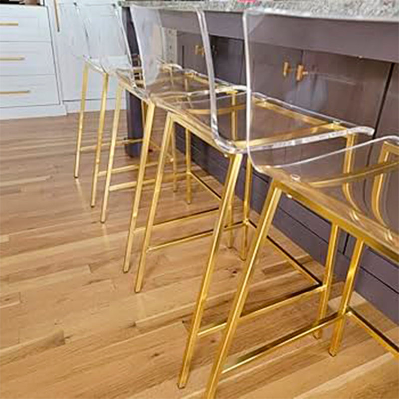Counter Stool with Metal Frame, Clear/Gold