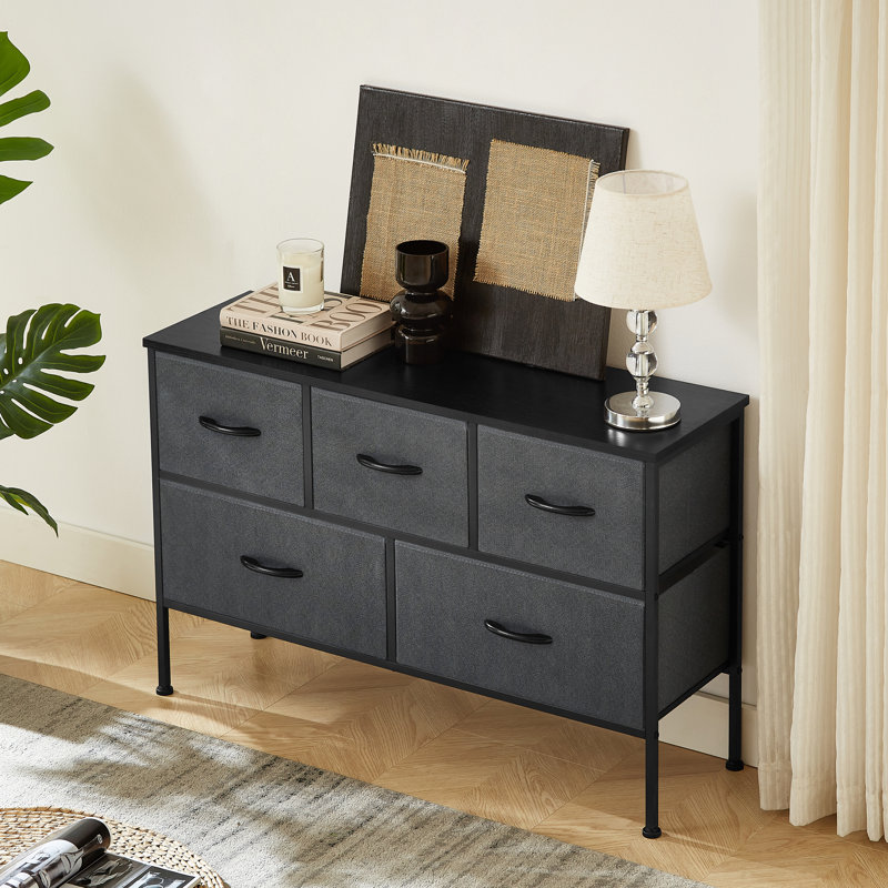 Commode de rangement 5 tiroirs, Noir