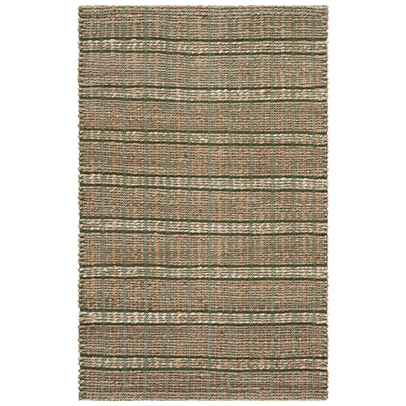 Sollars Striped Flatweave Green/Natural Area Rug, Rectangle 3' x 5'