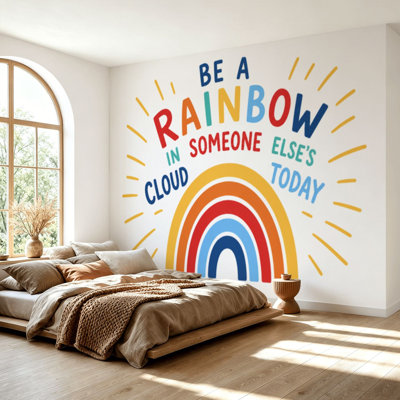 Wall Mural Peel and Stick Wallpaper affirmations for kids cute rainbow positive motivation words I am Self-Adhesive Removable Contact Paper Wall Decor for Living Room Bedroom 69"H x 96"W
