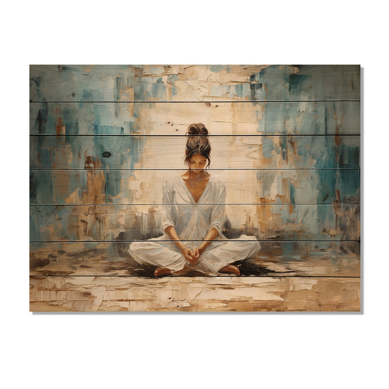 Yoga yoga sérénité sur bois, H 30 po x l 40 po x P 0,78 po