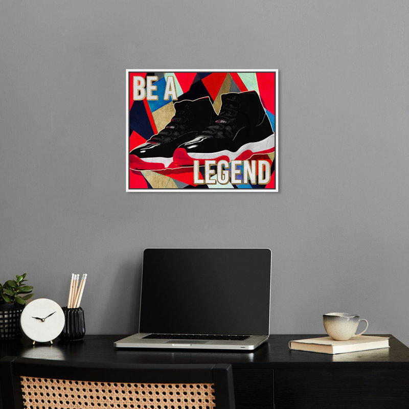 Be Be Legend Sneakers II, impression de citations sur toile par Notoriart, Cadre blanc, H 37 po x l 46 po