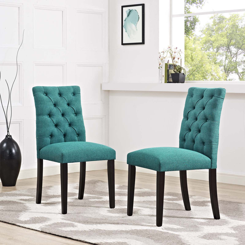 Modway Copper Grove Trilj Vinyl Dining Chair, Teal Plainweave