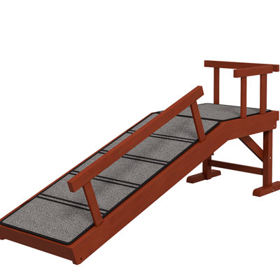 Rampe pour chien de 49,2 po de long pour tous les chiens de taille, brun - antidérapant, garde-corps amovibles, 66 lb