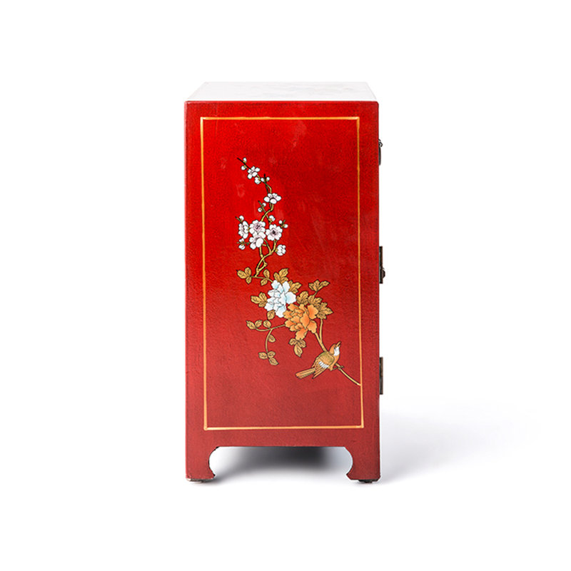 Shanxi Motif End Table-Red