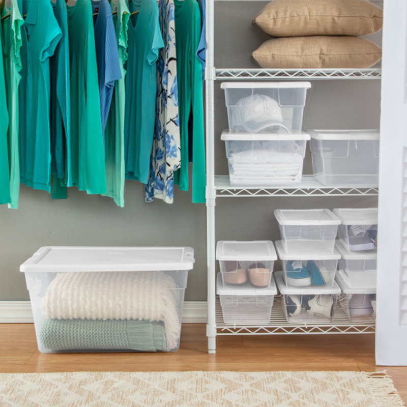 Sterilite Storage Box, Stackable Bin with Lid, Container Organizes Shoes and Crafts in Closet, 7" H x 11.9" W x 16.75" D