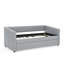 Twin Size Daybed With Trundle Upholstered Sofa Bed, With Vertical Stripes, Linen Fabric, Grey-1515874687-1515874672