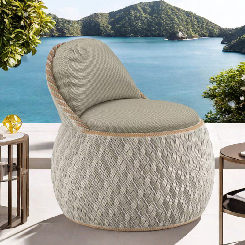 Chaises longues en rotin Lilijana PE, Beige