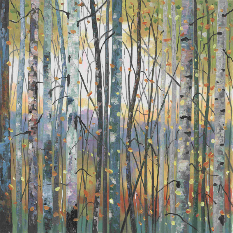 Forêt colorée et colorée, H 12 po x l 12 po