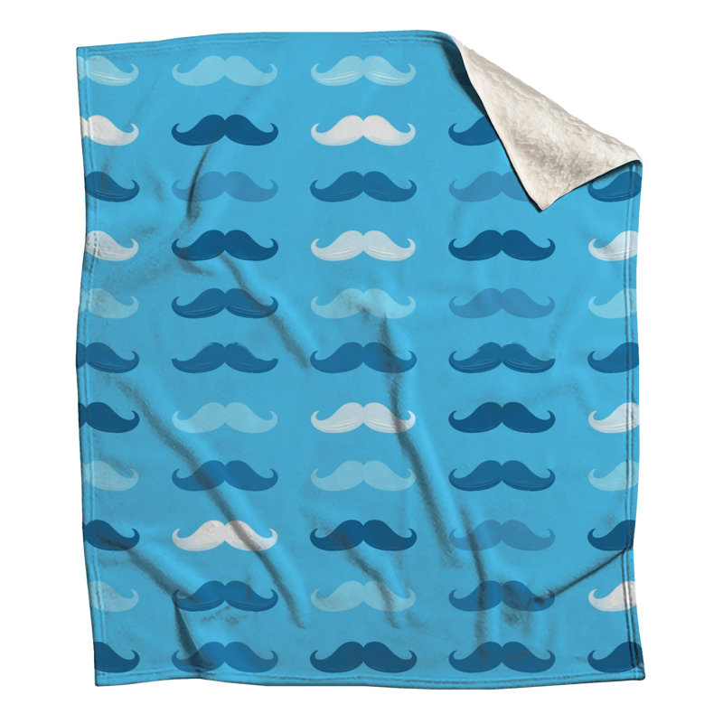 Couvertures bleues à motif de moustache, L 50 po x H 60 po