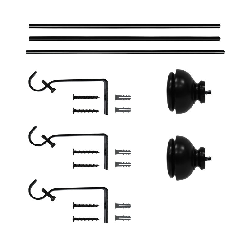 Armbruster réglable en fer 0,625 po, H 2,3 po x l 12,94 po x P 2,3 po, Noir
