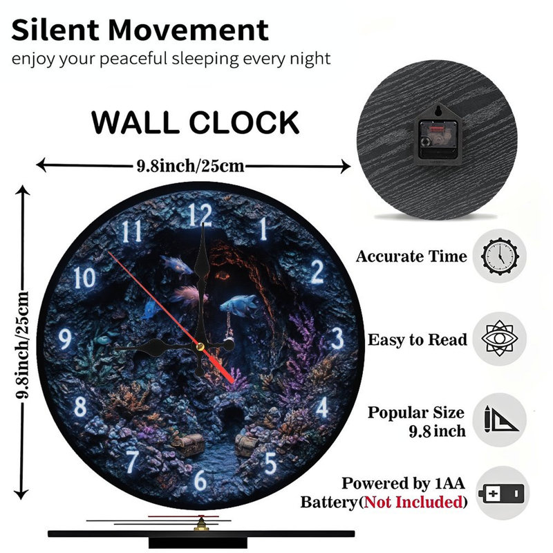 Horloge sous-marine avec chiffres lumineux