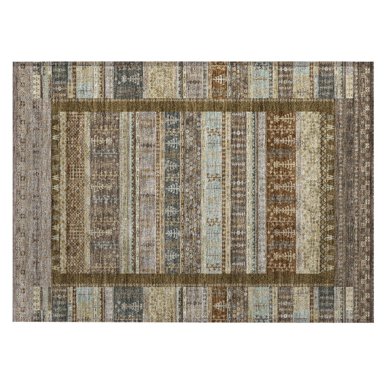 Machine Washable Indoor/Outdoor Meredith ACN2160 Striped Rug