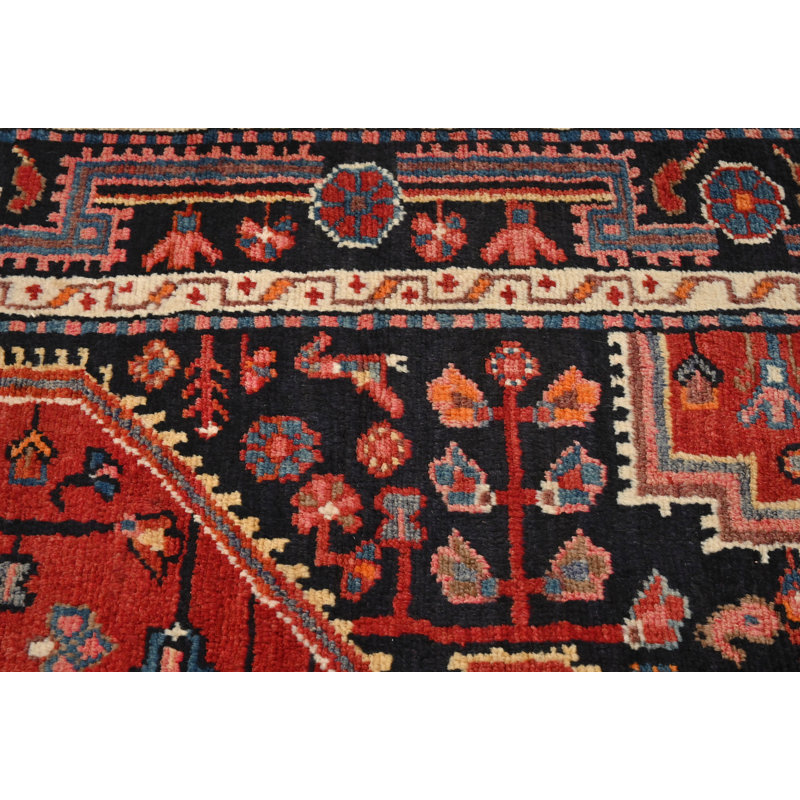 Tapis oriental rétro rouge tribal 3 pi 7 po x 6 pi