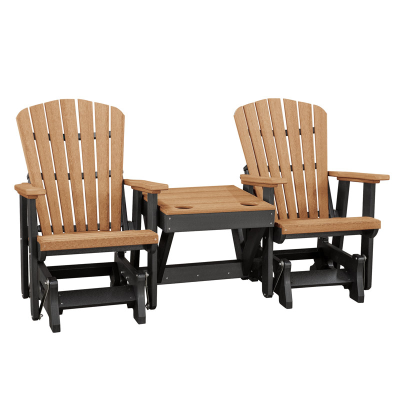 Outdoor Adirondack Chair With Table, Cedar/Black