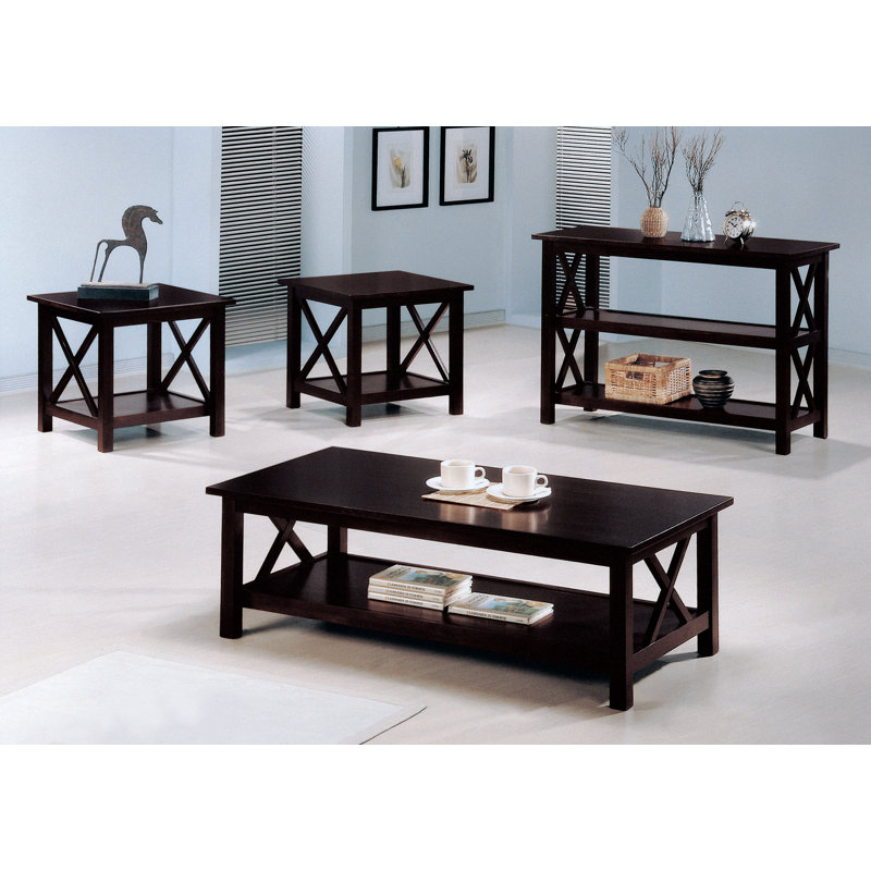 Ensemble de tables basses 3 pièces Achava, Merlot foncé