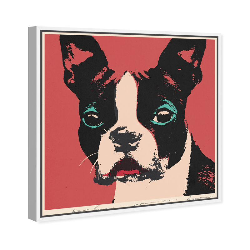 «Doggy Warhol», reproduction d'impression sur toile tendue, H 40 po x l 40 po, Cadre blanc