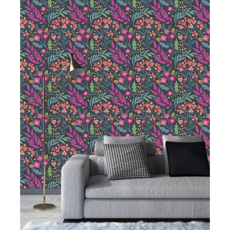 Panneau de papier peint floral à peler et coller, L 10,4 po x l 25 po