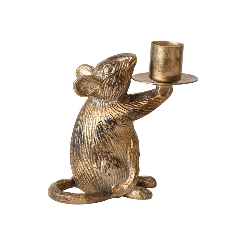 Cast Aluminum Mouse Taper Candleholder