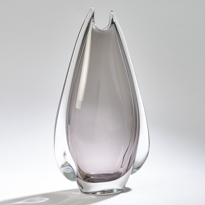 Gray Handcrafted Art Glass Decorative Vase