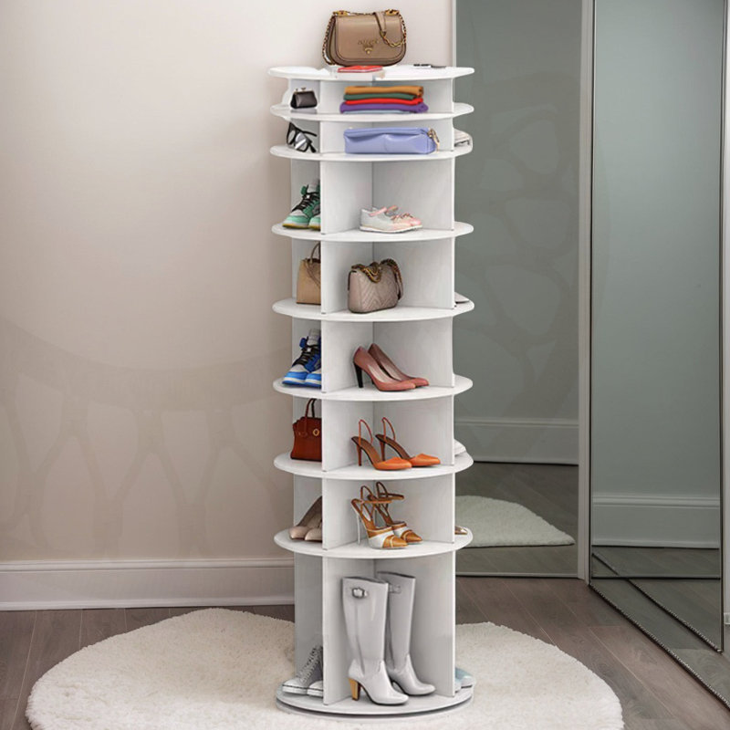 8-Tier Rotating Shoe Rack Tower with 360-Degree Spin, Maximizing Closet Storage and Organizational Efficiency