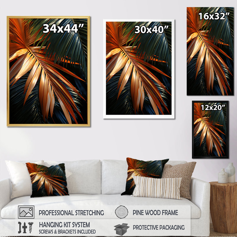 «Swaying Palms Serenade I», reproduction sur toile, Encadrement doré, H 40 po x l 30 po x P 1,5 po