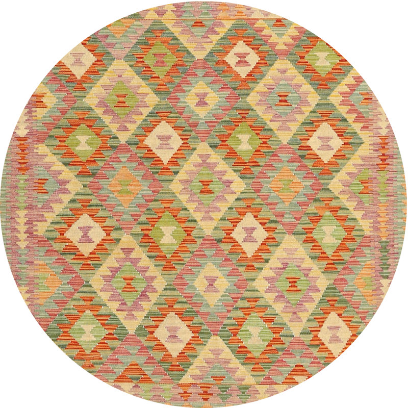 Tapis orange / vert mer Steede, Rond 7 pi x 7 pi