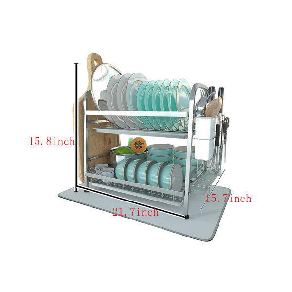 Frifoho Dish Rack,Bamboo Folding 2-Tier Collapsible Drainer Dish