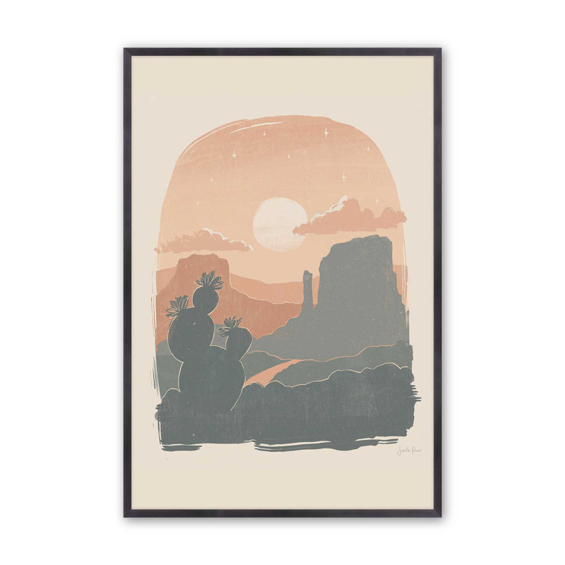 Cactus Silhouettes I Print dans un cadre, Cadre de coin ouvert en zinc patiné, H 15,25 po x l 12,25 po