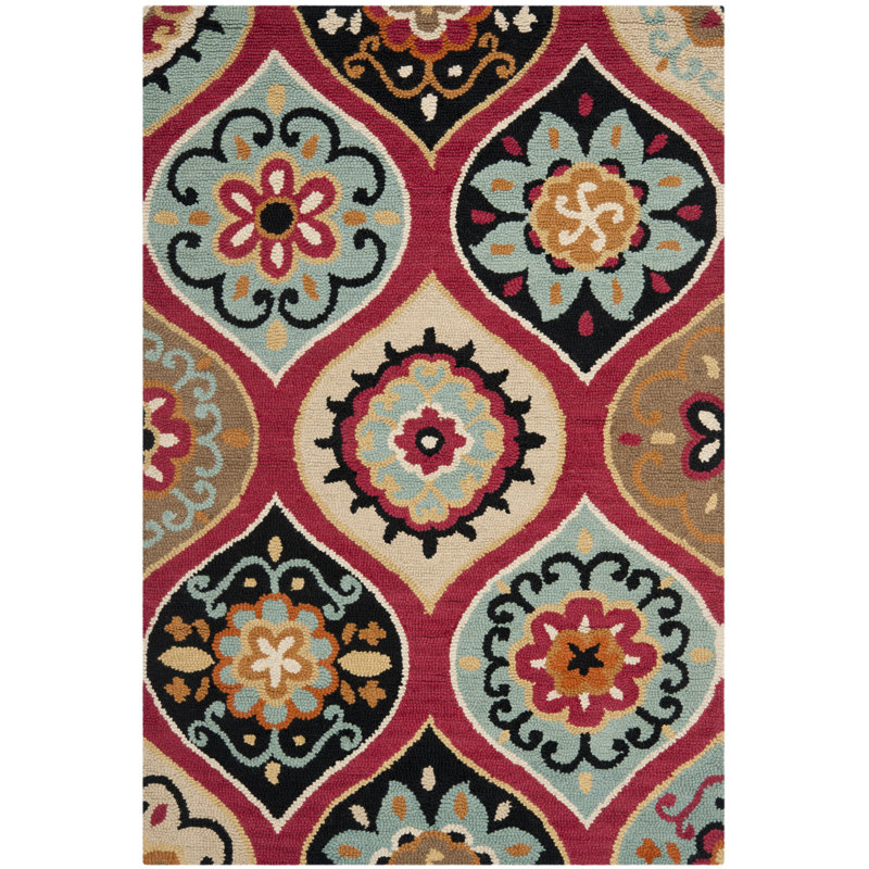 Roslyn Hand Tufted Wool Damask Rug, Rectangle 4' x 6'