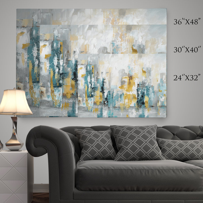 « City Views II » - reproduction de peinture sur toile, H 36 po x l 48 po x P 1,5 po